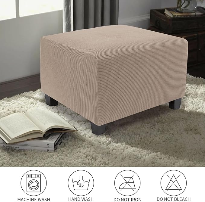 NeColorLife Stretch Ottoman Cover Square Oversized Soft Knitted Jacquard Thick
