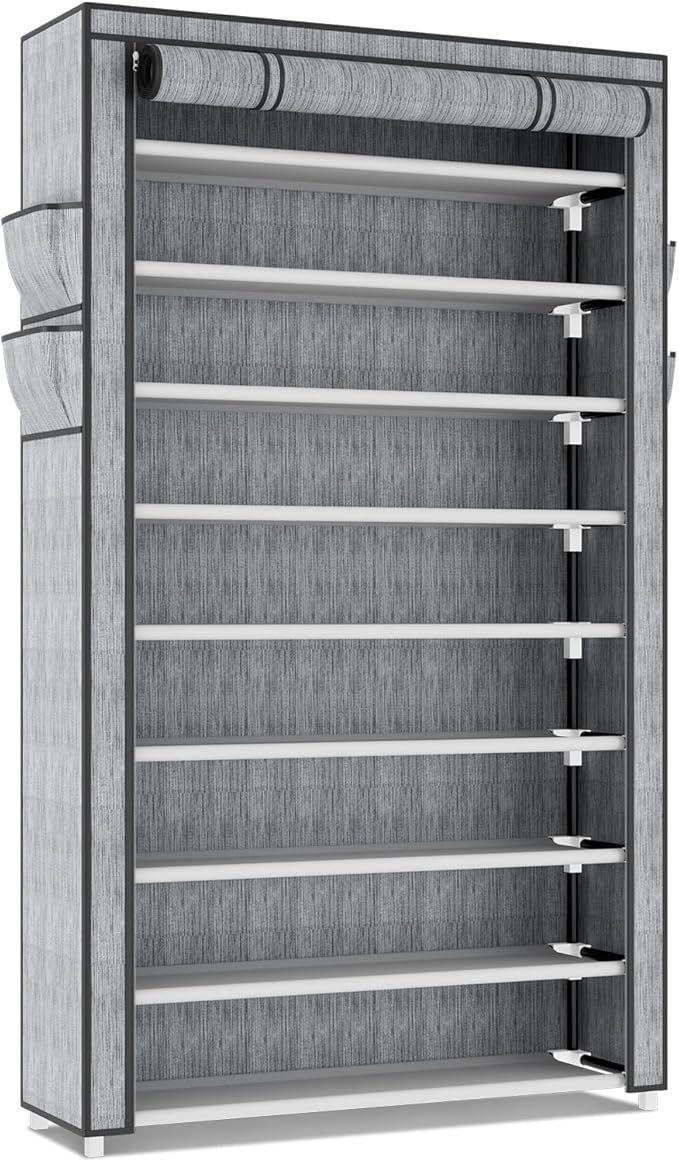 LANTEFUL Shoe Rack with Covers 10 Tier Tall Shoe Rack Organizer Large Capacity