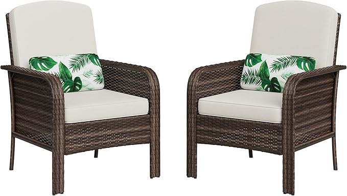 2-Piece Outdoor Patio Furniture Set, All-Weather Rattan Chairs
