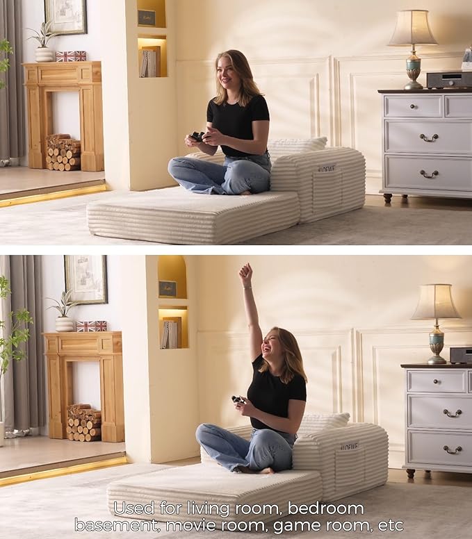 Versatile 2 in1 Loveseat Armchair Couch Convertible Boneless Chaise Lounge