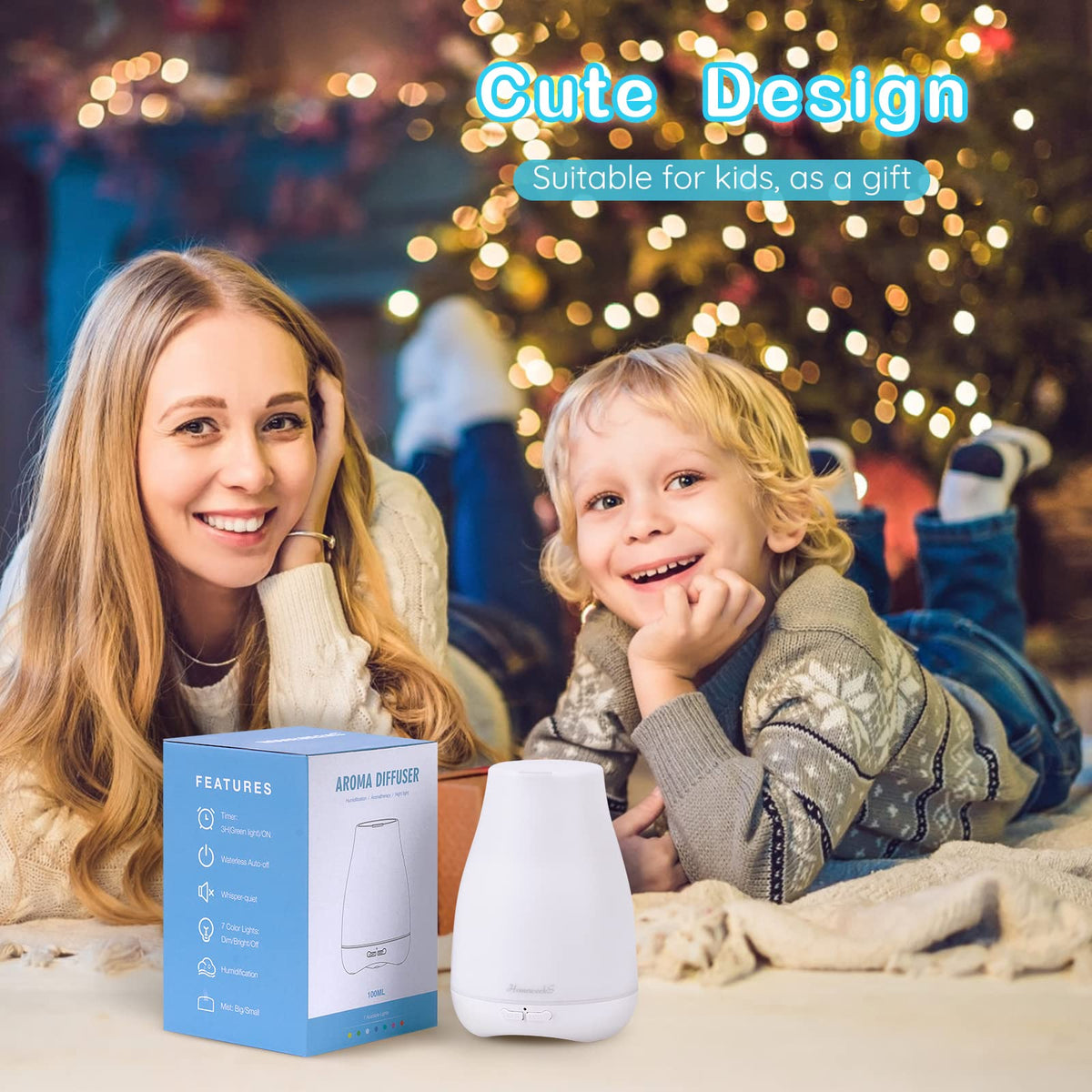 Homeweeks Diffusers, 100ml Colorful Essential Oil Diffuser with Adjustable Mist Mode, Auto Off Aroma for Bedroom/Office/Trip (100 ML 1 Pack)