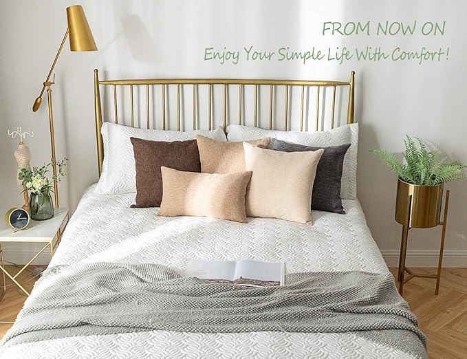 Stellhome Rectangle Linen Throw Pillow Covers Solid Fall Decorative Cushion