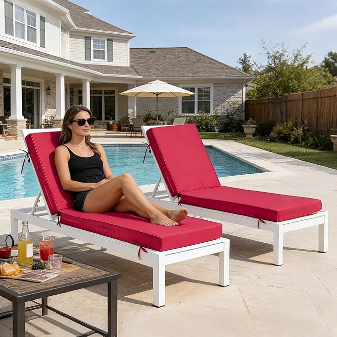 72x21x4in Lounge Cushions for Outdoor Furniture, Outdoor Lounge Chair Cushions