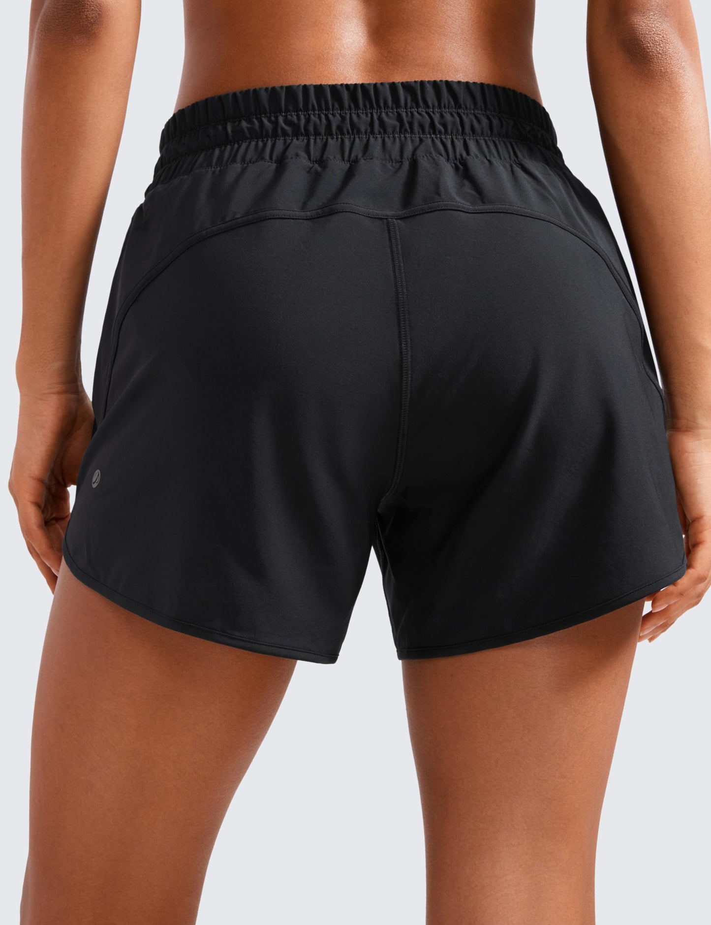 CRZ YOGA Womens Mid Waisted Running Shorts Liner - 5'' Quick Dry for Athletic Sport Workout Track with Zip Pocket Black Small