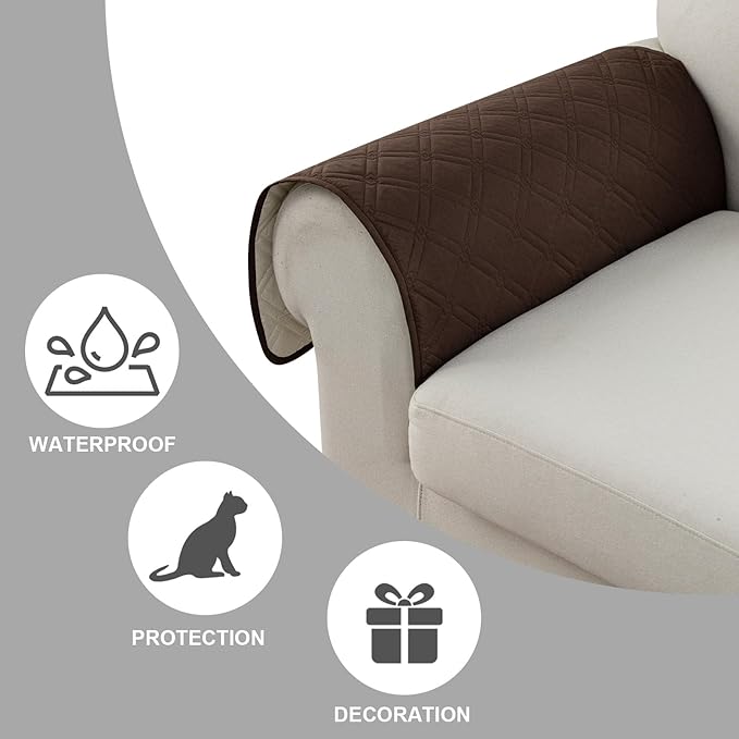 Genina Sofa Armrest Cover, Anti-Slip Armchair Slipcovers