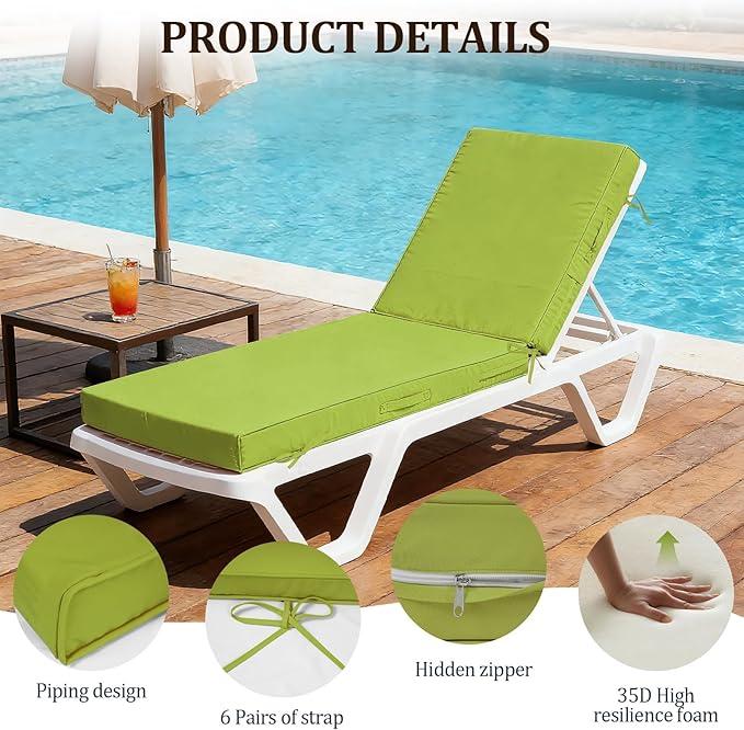 80x26x4in Lounge Cushions for Outdoor Furniture, Outdoor Lounge Chair Cushions