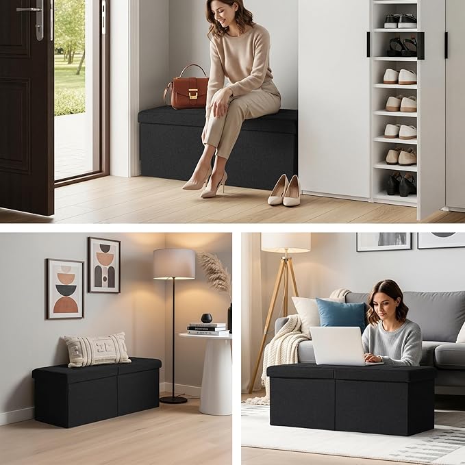 35-INCH Storage Ottoman Bench, Footrest