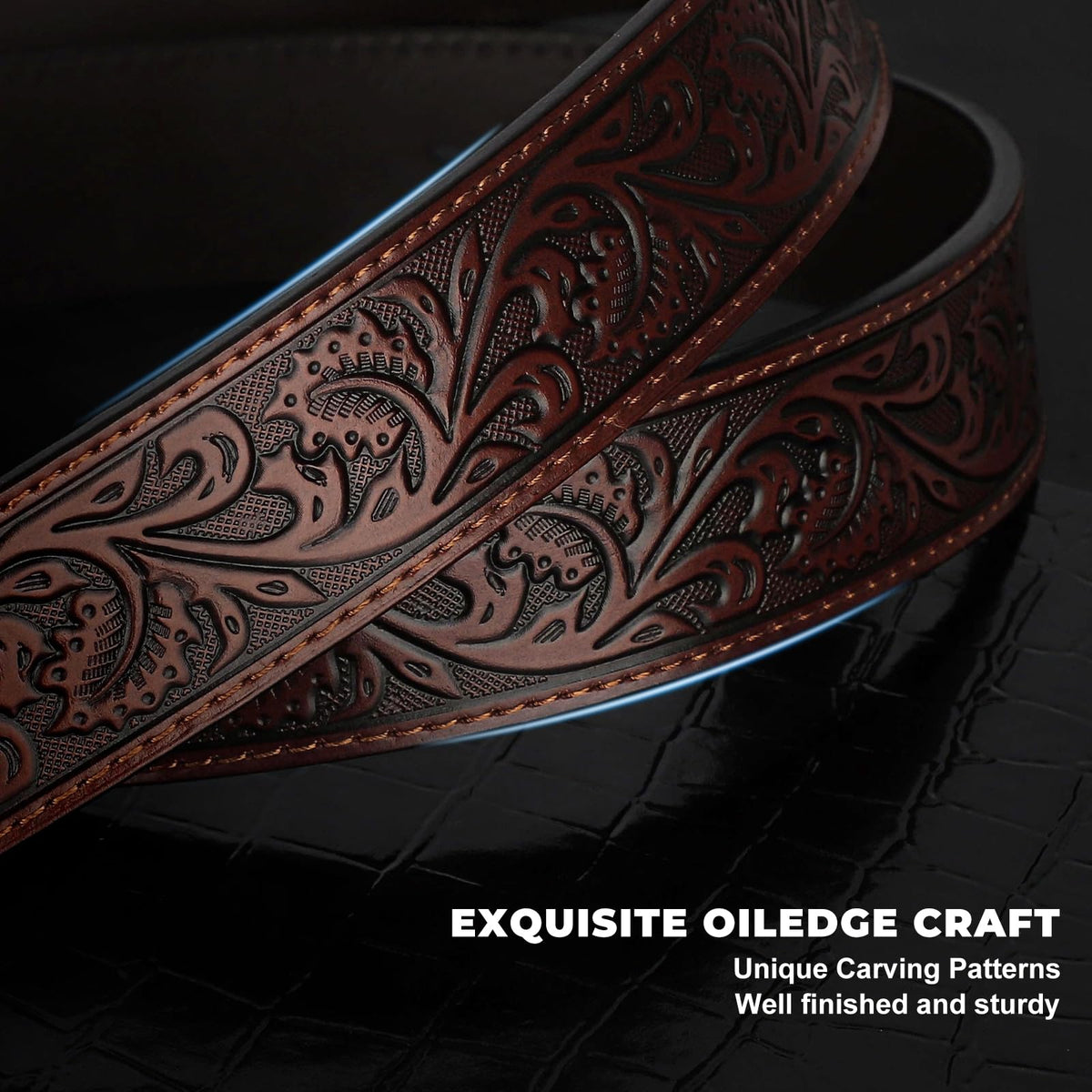 BELTROAD Western Leather Belt Strap for Men Women Cowboy Cowgirl Leather Mens Belts for Jeans Birthday Christmas Belt Gifts