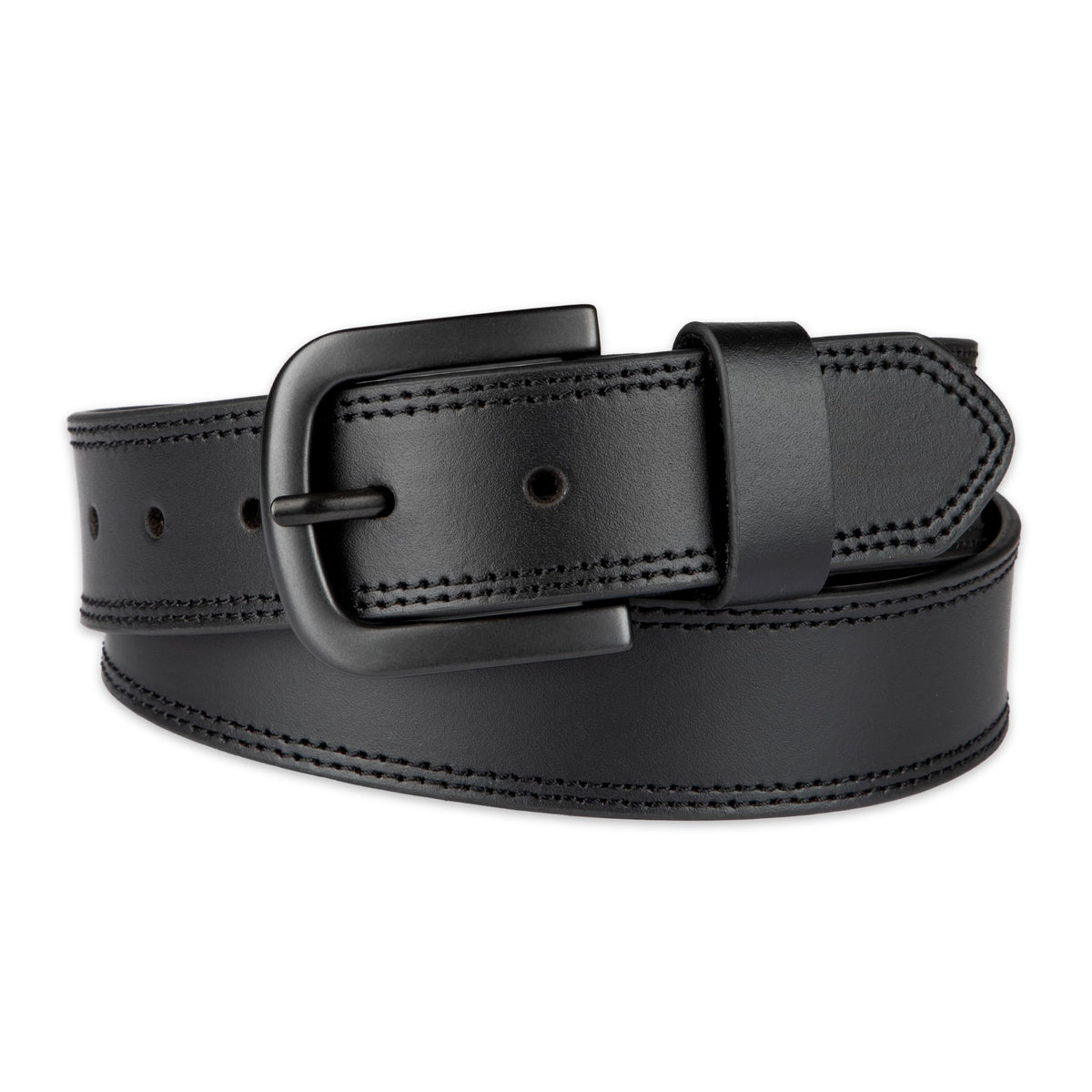 Dickies Men's 38mm Leather Belt with Two Row Stitch, black, 38