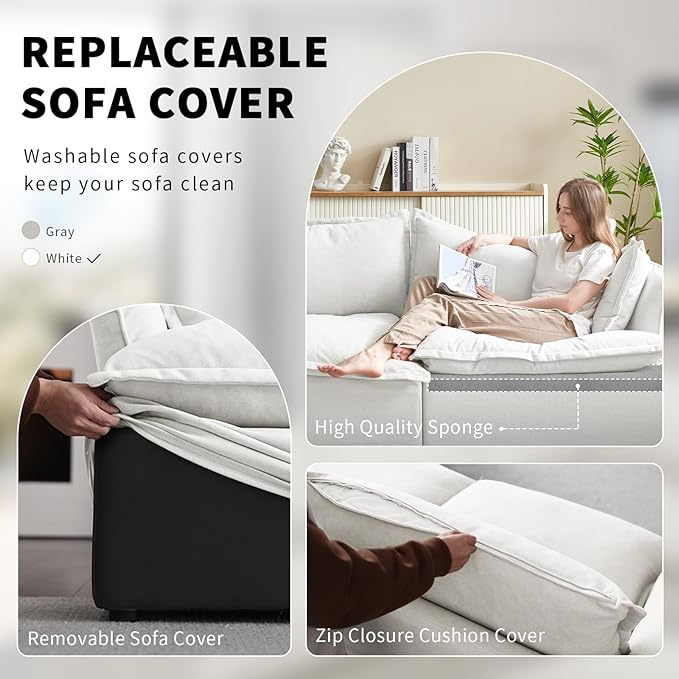 Ottoman, Down Filled Comfort Footrest, Modular Sectional Cloud Sofa