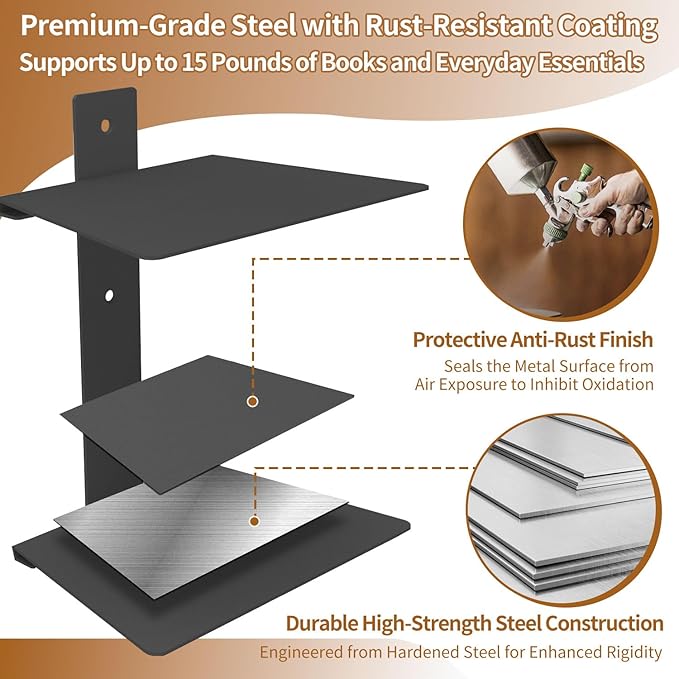 Invisible Floating Bookshelves 4 Tier, Heavy Duty Metal Book Organizer