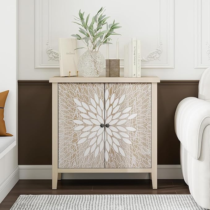 31" Carved Sideboard Buffet Cabinet