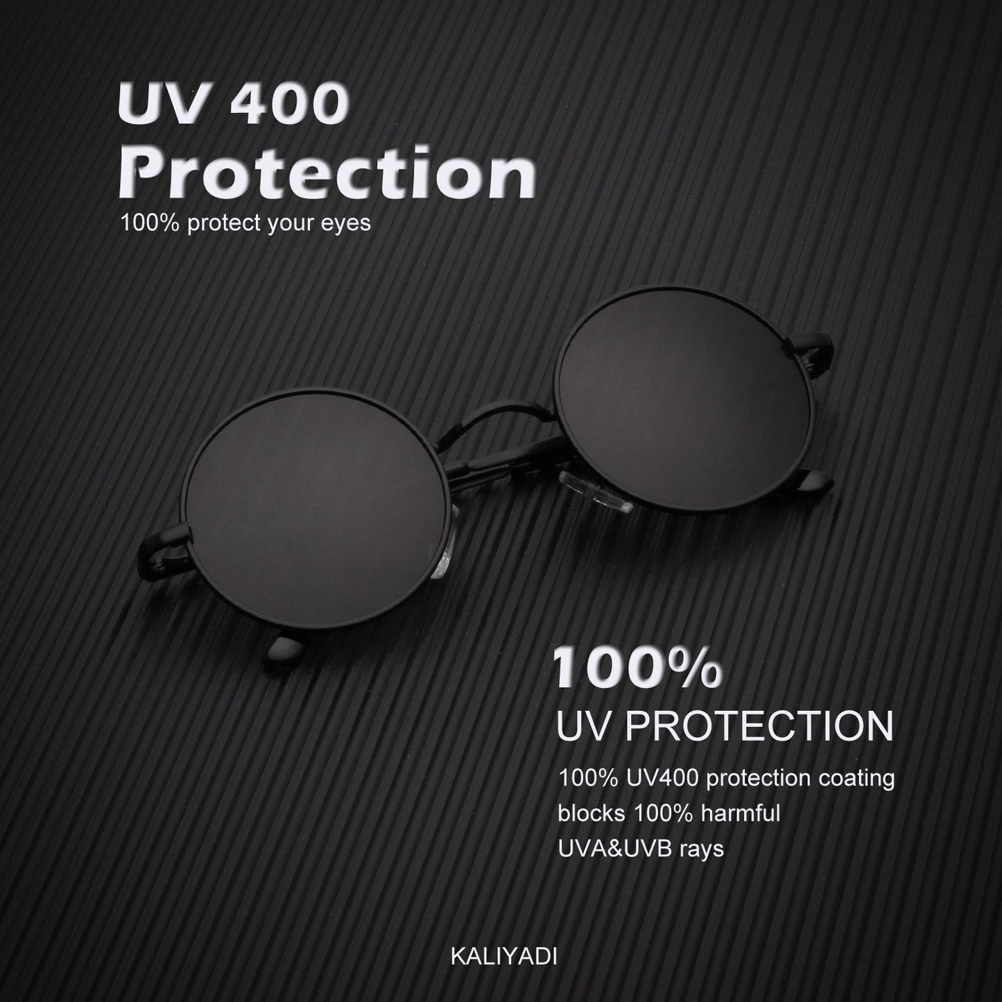 KALIYADI Round Polarized Sunglasses for Men Women Retro Metal Hippie Circle Style Sun Glasses UV Protection (2 Pack) 47mm