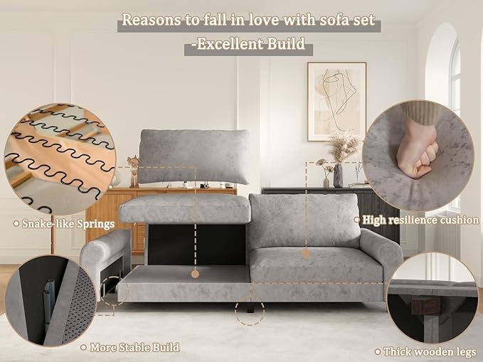 EASE MOOSE 88.5" Large Seat Velvet Loveseat Sofa, Soft Deep Seat Couches