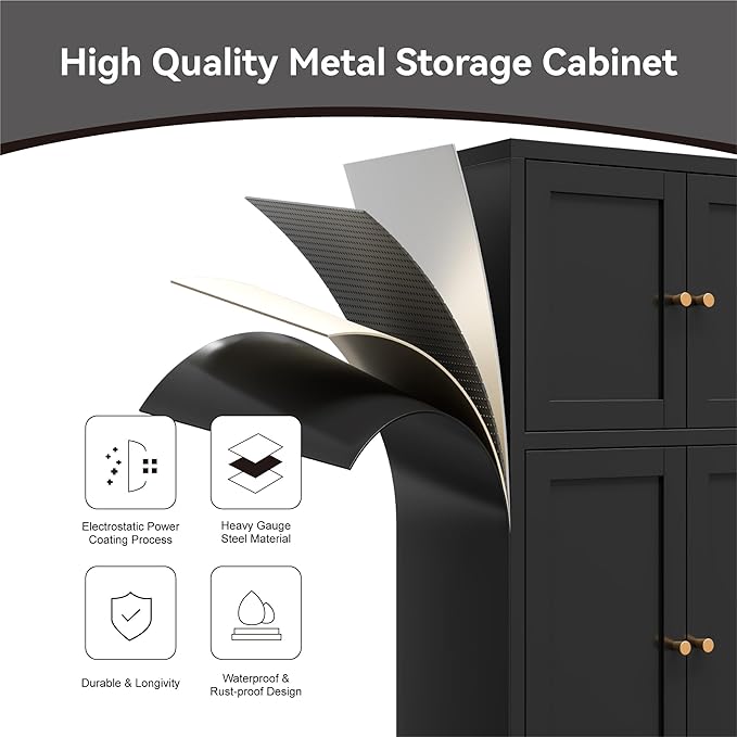 Bevivog Black Metal Locker Cabinet