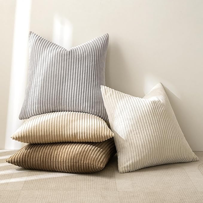 MIULEE Boho Farmhouse Throw Pillow Covers 18x18 Inch Set of 4 Neutral Rustic