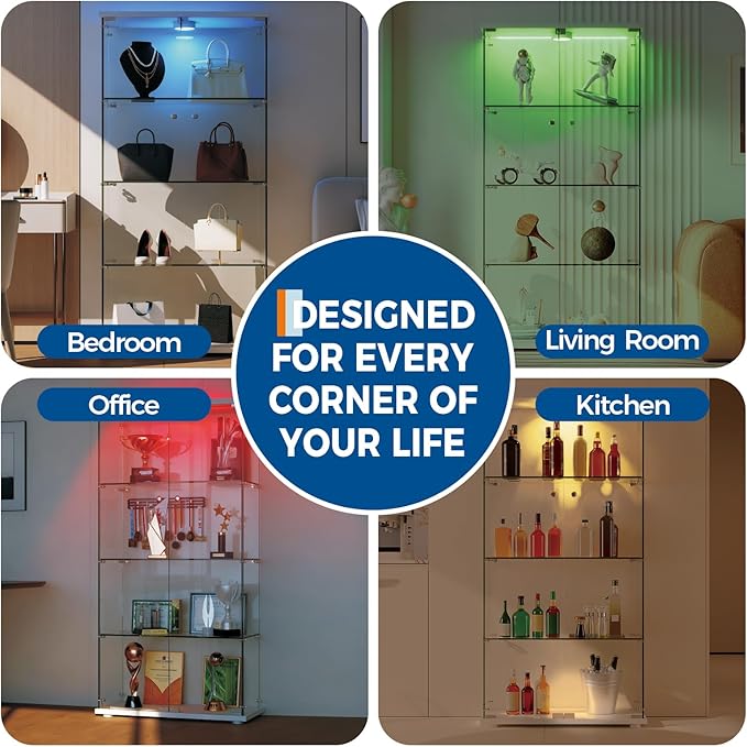 IDEALHOUSE Tempered Glass Display Cabinet