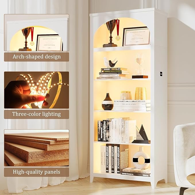 Dystler 5-Tier Arched Bookshelf