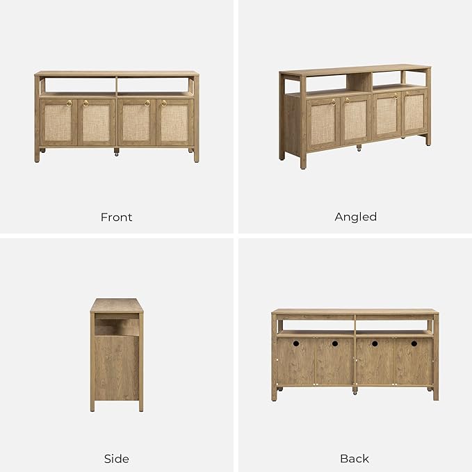 SICOTAS Rattan TV Stand for Television up to 120 Inch