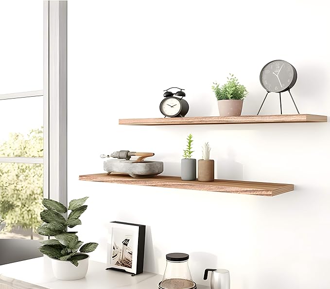 YYWUOJJ Wood Floating Shelves for Wall, Rustic Wall Shelves for Bedroom