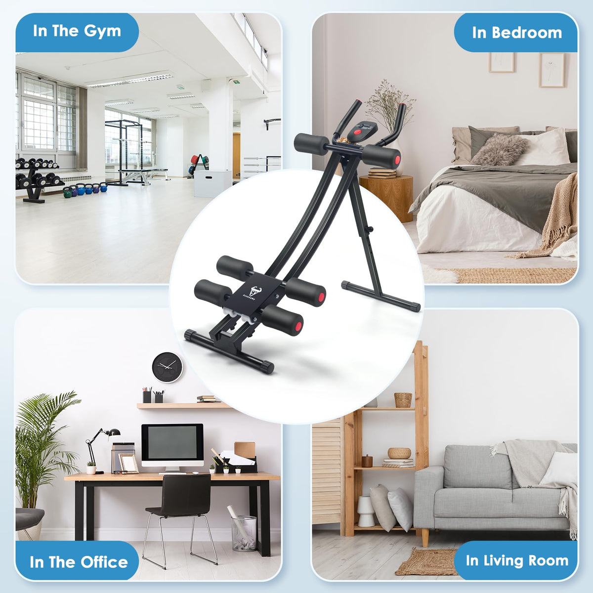 Fitnzoby Abdominal Trainers, Adjustable AB Machine at Home or Gym for Core Strength Training, Ab Cruncher Foldable Fitness Gear for Men and Women Exercise &Workout