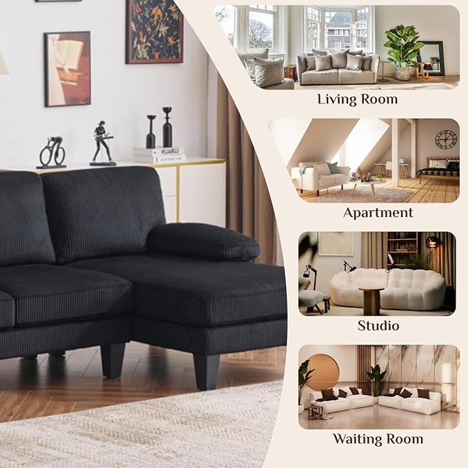 Karl home 111" Sectional Sofa U-Shaped 4-Seat Couch