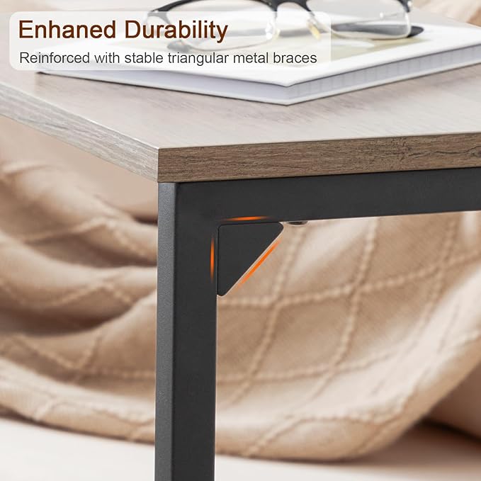 AMHANCIBLE C Shaped End Tables Set of 2, Couch Side Tables that Slide Under Sofa