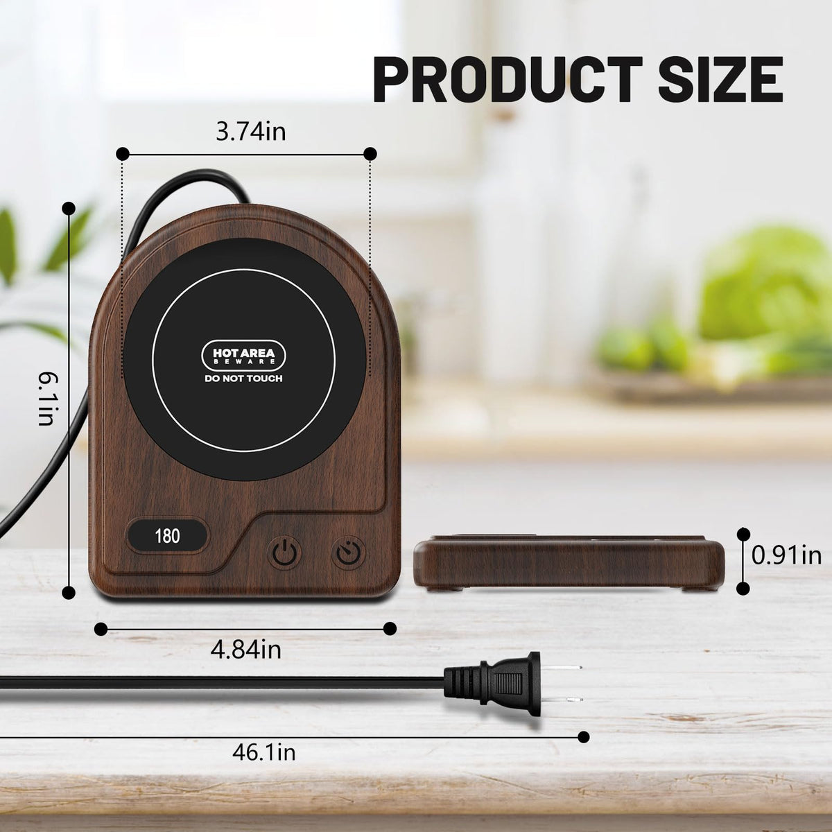 Mug Warmer, Coffee Mug Warmer with 3 Adjustable Temperature Settings, Coffee Warmer 2-12 Auto Shutoff, Digital Display Coffee Cup Warmer for Desk, Wood Grain Texture Mug Warmer for Desk Gift Choice