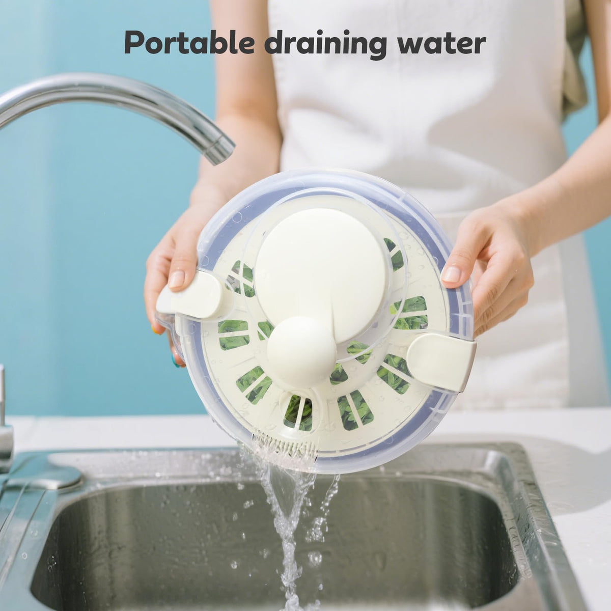 Salad Spinner Stainless Steel,Manual lettuce dryer With lid, basin, drain frame and non-slip base,lettuce spinner with Quick Spin,Spaghetti & Chip Strainer BPA Free,Easy Clean,5qt