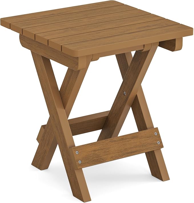LUE BONA Small Outdoor Folding Side Table, HDPS Outside End Table