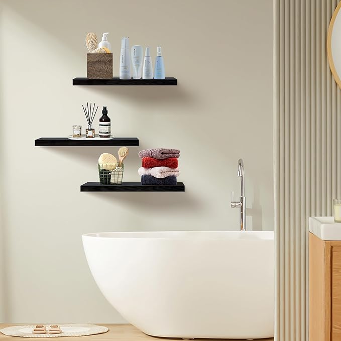 Upassion Floating Shelves for Wall Set of 3, Frame Display Floating Shelf for