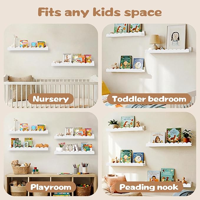 White Scalloped Nursery Shelves