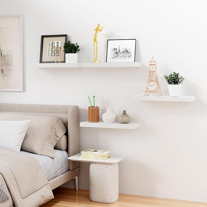 Bellsal White Engineered Wood Wall Shelf Set of 6, Living Room, Bathroom Storage