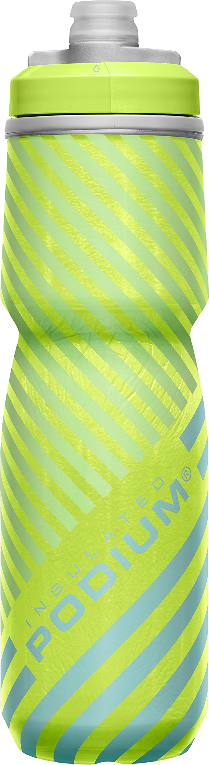 CamelBak Podium Chill Bike Insulated Squeeze Water Bottle Lime/Blue Stripe, 24oz