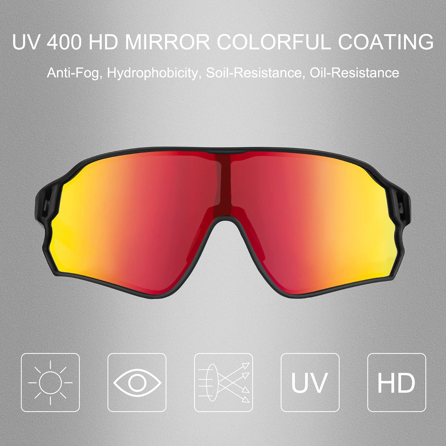 ROCKBROS Polarized Sunglasses for Men Women UV Protection Cycling Sunglasses (Black)