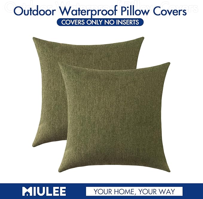 MIULEE Pack of 2 Decorative Outdoor Solid Waterproof Throw Pillow Covers Spring