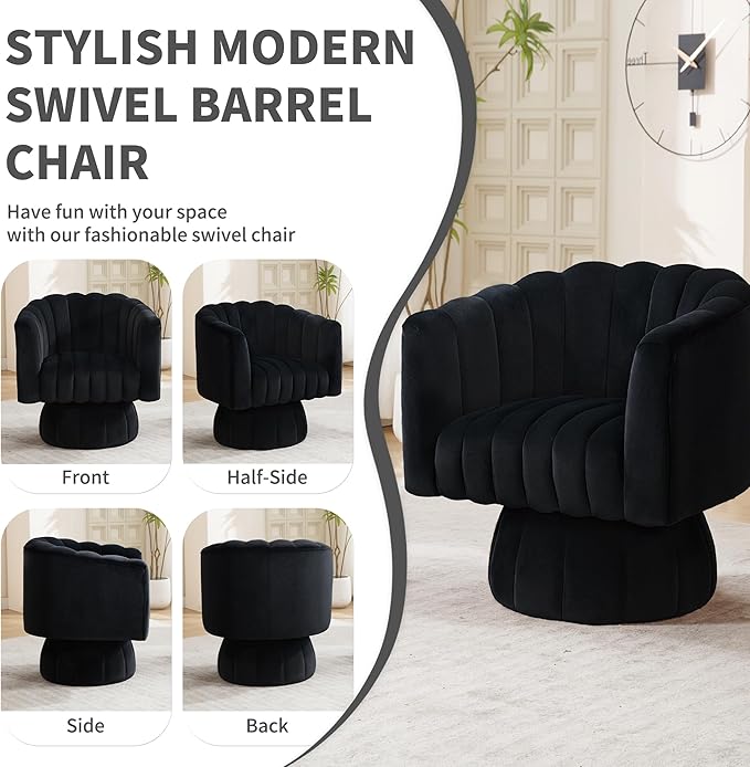 Swivel Accent Barrel Chair Set of 2- Cute Comfy Small Round 360° Arm Chair