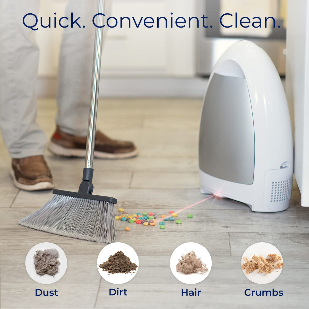 EyeVac Home Touchless Vacuum Automatic Dustpan - Great for Sweeping Pet Hair Food Dirt Kitchen - Ultra Fast & Powerful, Corded Canister Vacuum, Bagless, Automatic Sensors, 1000 Watt (White)