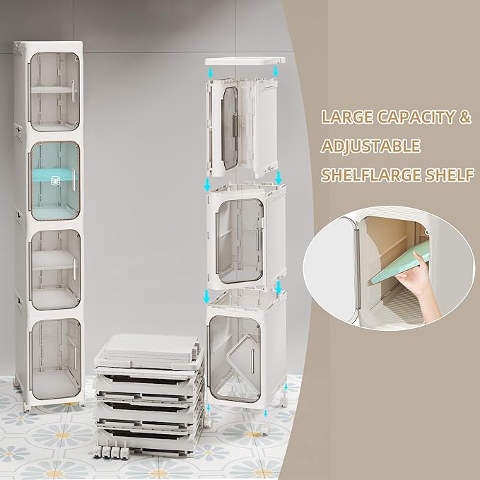 2-Tier Narrow Storage Cabinet, Slim Bathroom Storage Cabinet