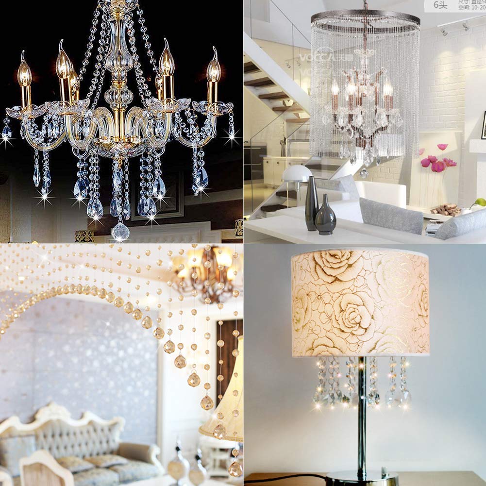 H&D Pack of 12 Clear Crystal Chandelier Lamp Lighting Drops Pendants Balls Prisms Hanging Glass Prisms Parts Suncatcher Home/House Decor