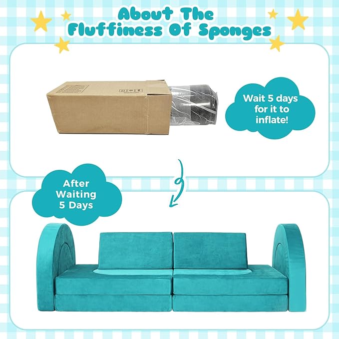 Modular Kids Play Couch for Toddlers 1-3, Toddler Couches That Fold Out