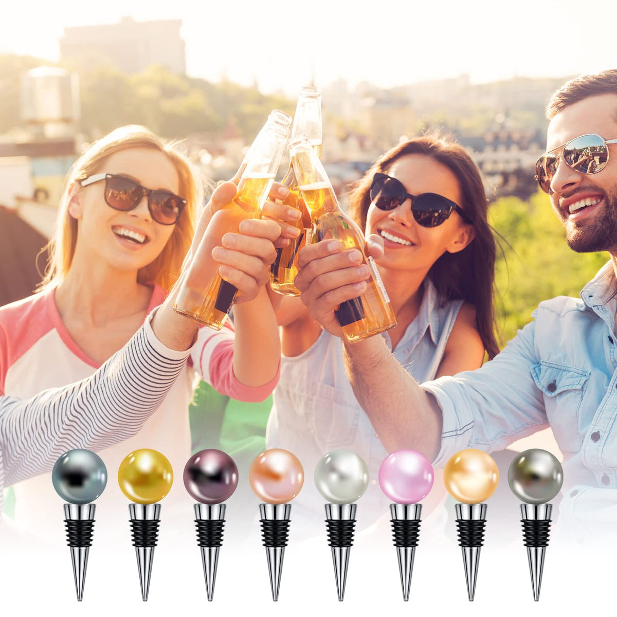 Honeydak 16 Pieces Metal Bottle Stopper Blank Stainless Steel Wine Bottle Stopper Kit Reusable Wine Saver Corks Hardware for Wedding Party Bar Turning