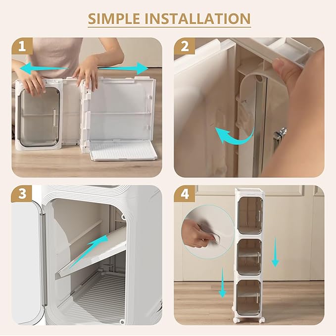 4-Tier Tall Narrow Storage Cabinet, Slim Bathroom Storage Cabinet