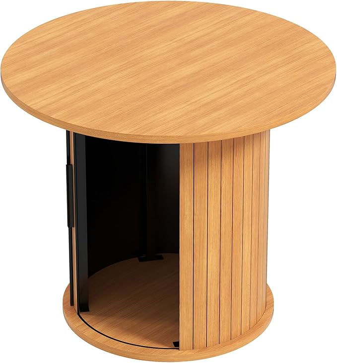 COSVALVE Round Wood Coffee Table 23.6IN