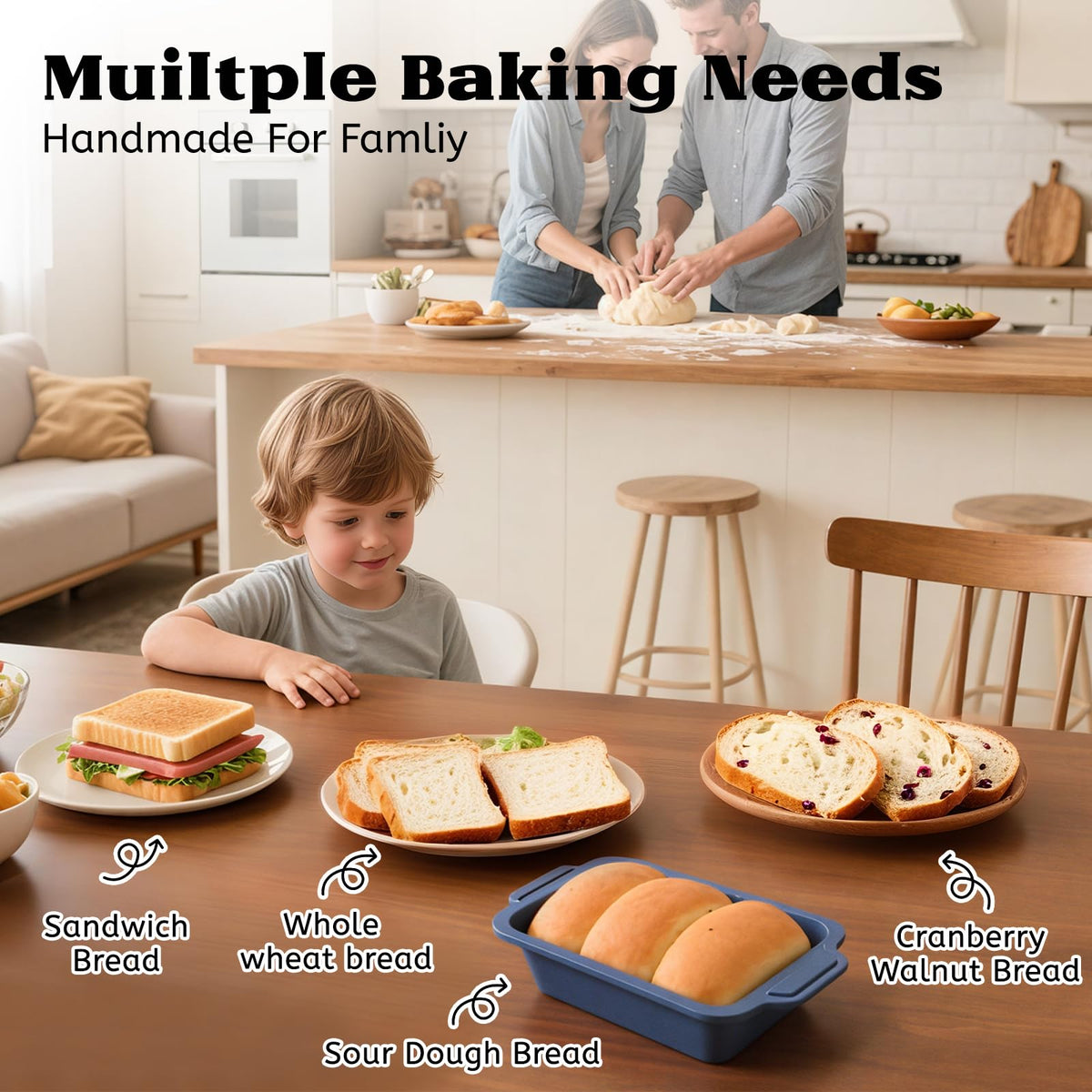 Bread Pan for Homemade Bread:9.5 x 5 Inch Silicone Loaf Pan for Baking with Metal Frame - Nonstick Banana Loaf Tin Tray for Sandwich Sourdough Pumpkin Sour Dough - for Oven Kitchen Home Bakers