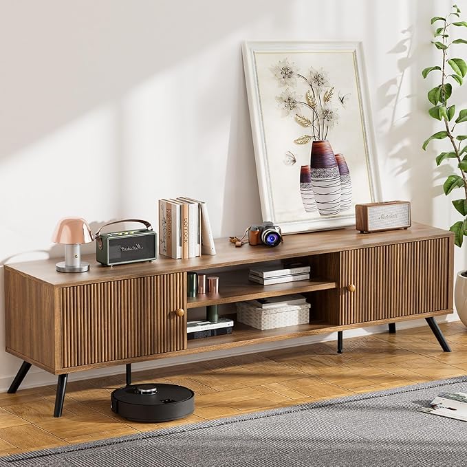 COMHOMA TV Stand for Living Room, Mid Century Modern Entertainment Center for