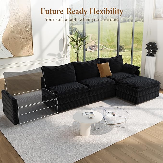 Vesgantti 108" Cloud Couch for Living Room, Deep Seat Sectional Modular Sofa