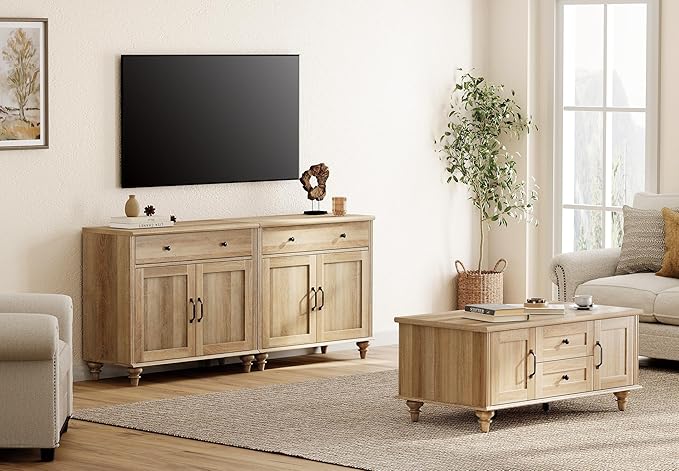 WAMPAT Farmhouse TV Stand for 75 inch TV