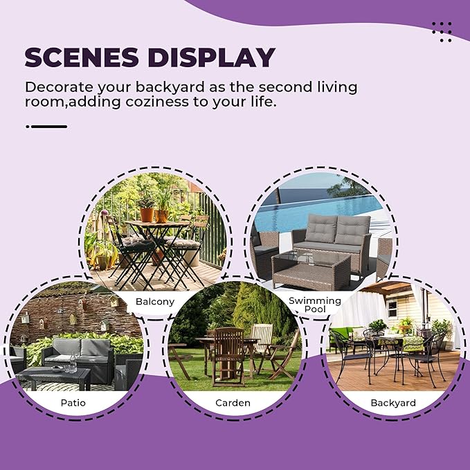 DANGHOOGY Wicker Chair Cushions, Waterproof Outdoor Loveseat Cushions