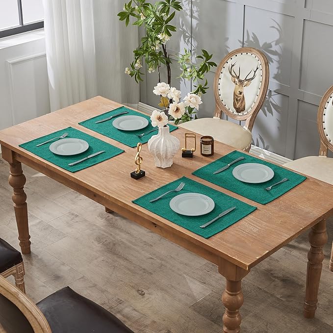BALCONY & FALCON Placemats Set of 6 Faux Linen Cloth Place Mats Washable